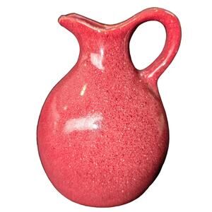 Vintage Dryden Original Pottery Art Pitcher Small Vase Red Maroon 5 inches Tall